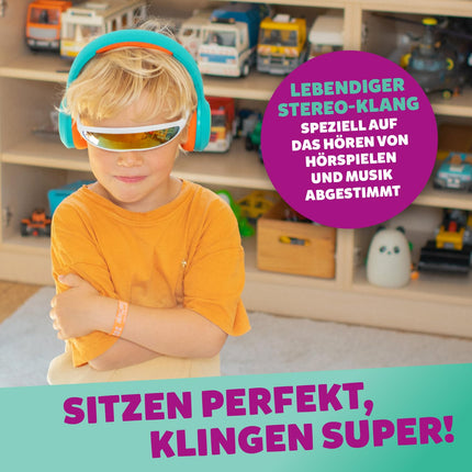 tigermedia tigerbuddies Bluetooth laste kõrvaklapid | Reguleeritav sobivus ja pehmed padjad | Laste kõrvaklapid helitugevuse piirajaga | Pistik ja Bluetooth | 8 tundi juhtmevaba (roheline/oranž)