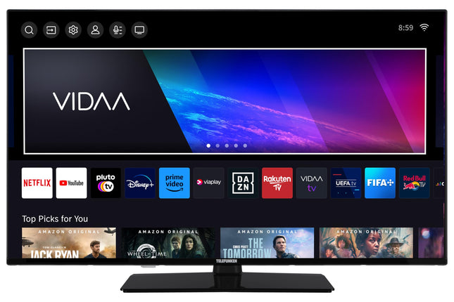 Telefunken 43-tolline nutiteler VIDAA XU43VP750M - 4K UHD-teler, HDR-teler Dolby Visioniga, kolmekordne tuuner ja 6-kuuline HD+ garantii, must LED-teler