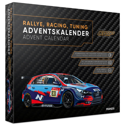 FRANZIS 67192 - Advendikalender Ralli, Võidusõit, Häälestamine, GRIP-i jõul, võidusõiduauto mudelkomplekt skaalas 1:43