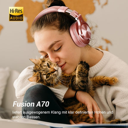 OneOdio Bluetooth-kõrvaklapid kõrva peale, 72 tundi HiFi stereo juhtmevabad kõrvaklapid, juhtmevabad kõrvaklapid 6,35 mm ja 3,5 mm pistikuga stuudio DJ mobiiltelefoni arvuti võimendi jaoks - roosakuldne