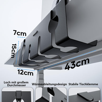 NODOCA lauaalune kaablihaldussüsteem, puurimist pole vaja, laua kaablihaldussüsteem, kaablikanal, kaablikorv kaablite ja pikendusjuhete haldamiseks - 43 × 15 × 12 cm, must