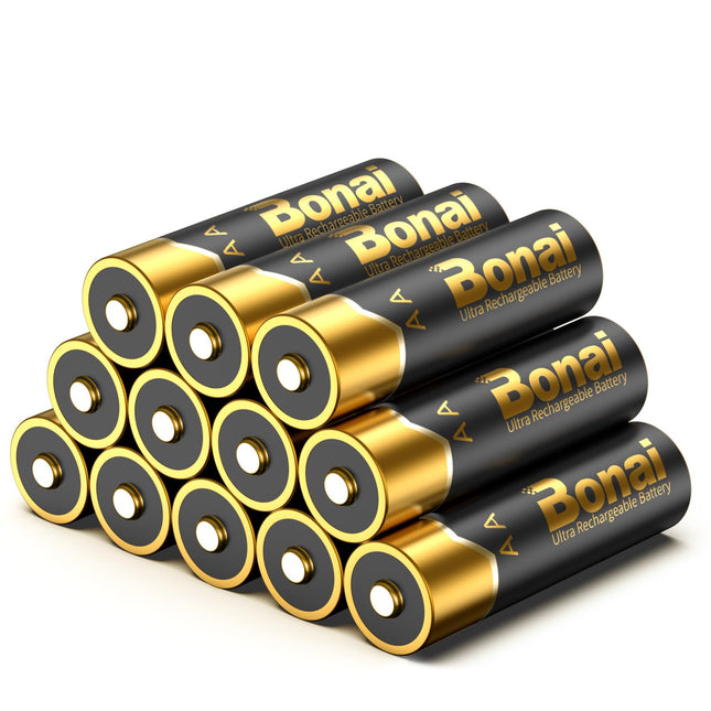 BONAI AA Rechargeable Batteries High Capacity 2800mAh 12 Pack Mignon AA Accu 1.2V NI-MH Rechargeable Batteries HR6 Rechargeable Battery Low Self-Discharge