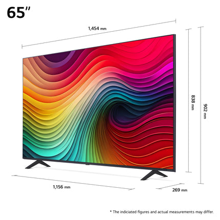 LG 65NANO81T6A televiisor 65" (165 cm) NanoCell televiisor (α5 Gen7 4K tehisintellektiga protsessor, webOS 24, HDR10, kuni 60 Hz) [Mudeliaasta 2024]