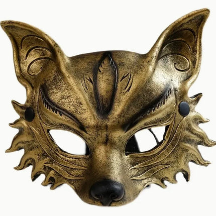 MIMIKRY Fox Half Mask made of EVA foam, masked ball mask, fox mask, costume accessory, color: gold