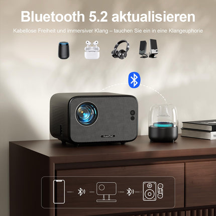[Netflixi-sertifitseeritud ja autofookusega] XuanPad projektor 1080P miniprojektor WiFi ja Bluetoothiga, 210° pööratava alusega, automaatse trapetsikorrektsiooni, tolmufiltri ja soojuse hajutamise süsteemiga