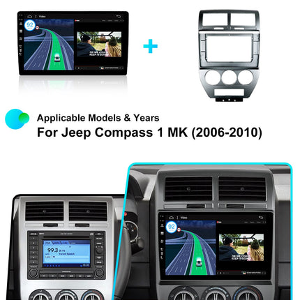 JOYX Android 13 IPS autoraadio sobib Jeep Compass 1 MK-le (2006-2010) - sisseehitatud juhtmevaba CarPlay Android Auto - tahavaatekaamera - 2G+32G - 10,1-tolline 2 DIN-i ekraan - DAB roolil juhtimine 4G WiFi kiire käivitus