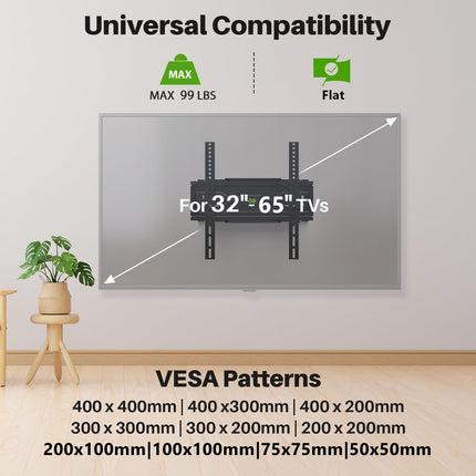 USX MOUNT teleri seinakinnitus, pööratav, seinakinnitus 32–70-tollistele lame-/kumerteleritele kuni 45 kg, pööratav ja kallutatav telerikinnitus, max. VESA 400x400 mm, XMM908