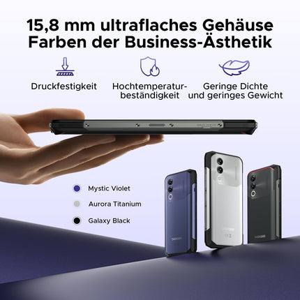 DOOGEE Blade 20 Android 15, lepinguta õuetelefon, 10300mAh, 20GB+128GB/2TB, õuenutitelefon, üliõhuke 15,8mm, 6,6" HD+ IPS-ekraan, 16MP kaamera, kolm kaardipesa, IP68, NFC, GPS, Face ID