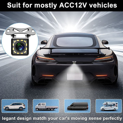 Camecho tahavaatekaamera koos superöise nägemisega, IP67 veekindel, auto tagurduskaamera, 170° lainurk, 12 LED öise nägemisega tagurduskaamerad