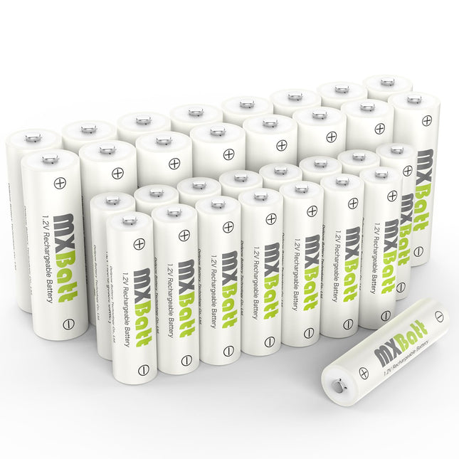 MXBatt Rechargeable AA and AAA Batteries NiMH 1.2V Combo, Rechargeable Batteries AA 3200mAh 16 Pieces, AAA Rechargeable Batteries 1100mAh 16 Pieces 1200 Cycles Long Life