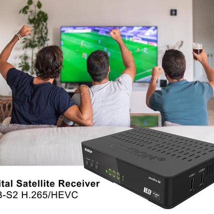 EDISION PICCOLLINO S2 Full HD satelliitvastuvõtja FTA (ühildub DVB-S2 | ARD ja ZDF SD väljalülitusvõimalusega), Unicable'i ühilduv, USB, HDMI, SCART, LAN, 2-in-1 kaugjuhtimispult, eelinstallitud saksa kanalite nimekiri
