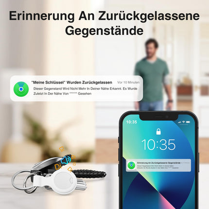 Nutikas silt - Apple Find My (AINULT iOS) ühilduv õhujälgija silt koos kaitseümbrisega, veekindel Bluetooth-võtmeleidja, esemete leidja rahakotile, pagasile, vahetatava akuga