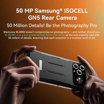 Blackview Outdoor Smartphone Dual 5G BL8000, Dimensity 7050 24GB+512GB, 50MP Camera, 6.78'' 2.4K Dual Screen, 8800mAh Battery, 33W Fast Charging, IP68 Waterproof Mobile Phone, NFC GPS OTG Gold