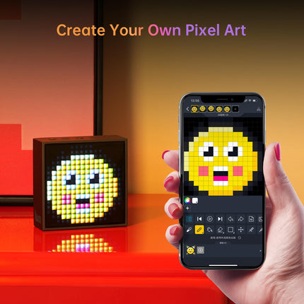 Divoom Timebox-Evo Pixel Art Portable Bluetooth Speaker with Programmable 256 LED Panel, 3.9 x 1.5 x 3.9 inches (Black)