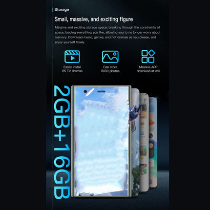 Väike nutitelefon, SOYES S23 Pro 3G mobiiltelefonile, üliõhuke mobiiltelefon, 3-tolline ekraan, 2 GB RAM 16 GB ROM, 2 MP esikaamera, 5 MP tagakaamera, Android 8.1 süsteemile (must roheline)