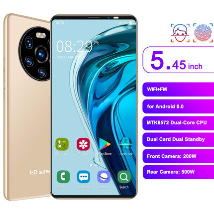 LANDVO mate40 pro Android-telefon, 5,45-tolline lepinguta nutitelefon, odav, 512 MB RAM + 4 GB ROM kahe SIM-kaardiga nutitelefon, 2 MP + 5 MP kahekordne kaamera 1500 mAh akuga Android 6.0 jaoks
