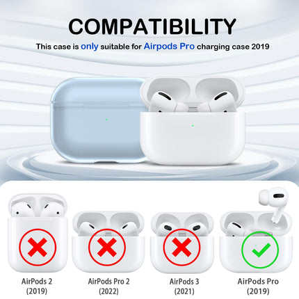 MHYALUDO läbipaistev ümbris, mis ühildub Airpods Pro ümbrisega, ühildub Airpods Pro (2019) ümbrisega, läbipaistev pehme löögikindel kaitseümbris nööri puhastuspulgaga, sinine