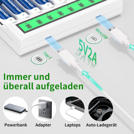 Delyeepow AA AAA NI-MH akulaadija 8AA+8AAA 3300mAh 1100mAh 8 elemendiga, laetavad 1.2V NiMH akusid, suure mahutavusega, 1200 tsüklit