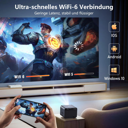 VGKE Smart Projector 4k Home Theater, Netflix Official/Autofocus/Keystone Correction, 30000 Lumens Full HD 1080p WiFi6 Bluetooth Video Projector with Dolby Audio, Home/Outdoor Projector for Phone/Laptop
