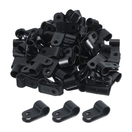 sourcing map R-Type Cable Clips, 6.4 mm, 0.25 inch, Cable Clip, Cable Organizer, Cable Clips, Black, for Wire Management, 200 Pieces