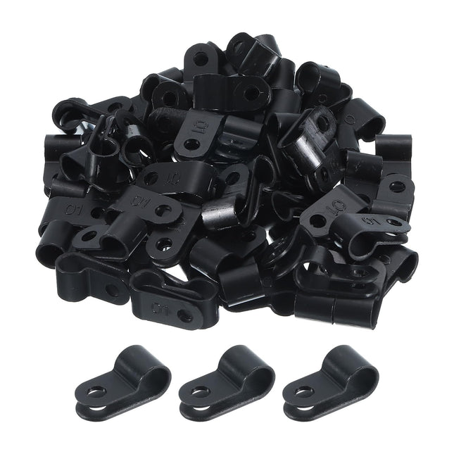 sourcing map R-Type Cable Clips, 6.4 mm, 0.25 inch, Cable Clip, Cable Organizer, Cable Clips, Black, for Wire Management, 200 Pieces