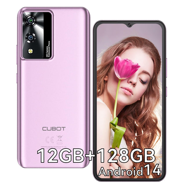 CUBOT A10 mobiiltelefon ilma lepinguta, 12 GB + 128 GB / 1 TB laiendatav, Android 14 nutitelefon, 6,56-tolline ekraan, 5100 mAh aku, 48 MP põhikaamera, kaheksatuumaline protsessor, kahekordne 4G SIM-kaart, OTG, Face ID, GPS, lilla