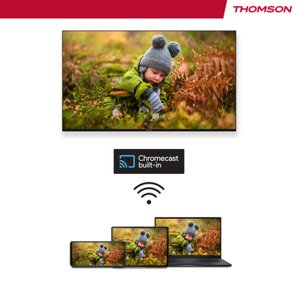 THOMSON voogedastuspulk 140 | Google TV | 4K UHD | Google Assistant | Googlecast | WiFi | Bluetooth 5.0 | HDMI | Dolby Atmos | DTS Digital Surround | HDR10 | 2 GB RAM | 8 GB salvestusruum
