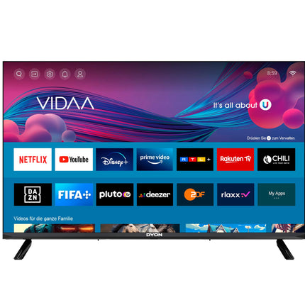 DYON Movie Smart 32 VX - 80 cm (32-tolline) televiisor (HD nutiteler, HD kolmekordne tuuner (DVB-C/-S2/-T2), App Store, Prime Video, Netflix, YouTube, DAZN, Disney+)