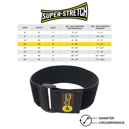 Wrap-It hoiukarp Super-Stretch, 18" (6 tk) - elastsed takjakinnitused - pikendusjuhtme korraldaja, vooliku- ja kaablisidemed, juhtmehoidik