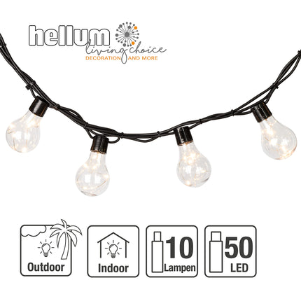 hellum LED party light chain outside, light chain light bulbs warm white with 10 lamps, illuminated length 4.5m, 59 lm party lighting room garden balcony party indoor and outdoor 577884