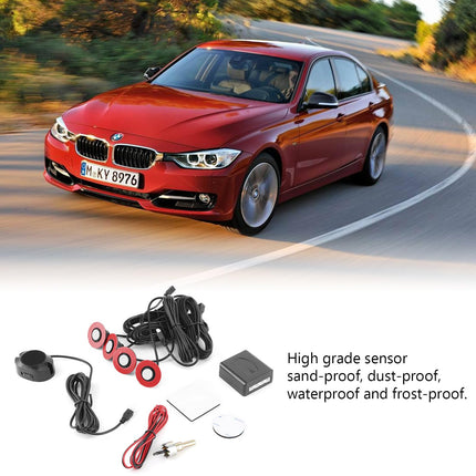 Car Premium Combi Parking Sensors 12V 16.5mm Parking Sensors Front Rear with Plug-in System Built-in Backup Radar Sensor Reversing Alarm Kit with Audio Buzzer Additional Kit (White)