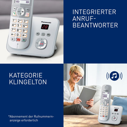 Panasonic KX-TG6862GS juhtmeta telefon kahe telefonitoruga ja automaatvastajaga (blokeerib kuni 1000 telefoninumbrit, selge kirjasuurus, valju telefonitoru, täisdupleks handsfree) pärlhõbedane