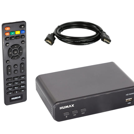 HUMAX HD Nano Digital HD satellite receiver with pre-installed channel list including HDMI cable and remote control, HDMI and SCART connection, Dolby Digital output for impressive music experience