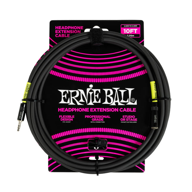 Ernie Ball kõrvaklappide pikenduskaabel, 3,5 mm kuni 3,5 mm, 3 m - must