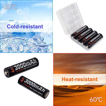 CITYORK AA laetavad patareid 16 tk, 3000mAh Mignon AA patarei suure mahutavusega päikesepatareiga, NI-MH 1.2V eellaetud madala isetühjenemisega ja päikeselampide hoiustamisega