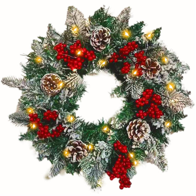Christmas wreath, 45 cm, door wreath with pine cones, Christmas decoration for door, fireplace and wall