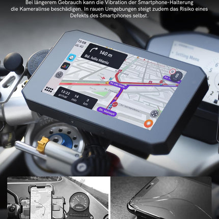 YolanAuto MT5 Motorcycle Smart Navigation System, 5-inch IPS 60Hz Screen with CarPlay &amp; Android Auto, Built-in GPS, IP68 Waterproof, Front/Rear Cameras Motorcycle Driving Recorder