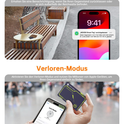 NOVOO Air Tag rahakoti jälgimiskaart, õhuke 1,6 mm nutikas Bluetooth-silt, mis ühildub Apple Find My rakendusega (ainult iOS), 6-aastase akueaga GPS-esemete leidja rahakoti, pagasisildi ja passi jaoks