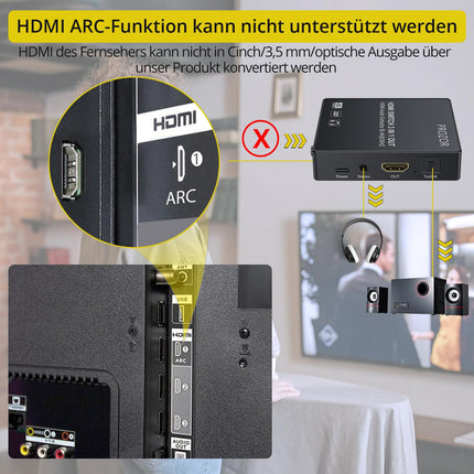 PROZOR HDMI muundur 3x1 HDMI lüliti koos heli ekstraktoriga, analoog-optiline Toslink SPDIF väljund, tugi 4K 3D, IR-puldiga, HDMI-kaabel, USB-laadimiskaabel, 3,5 mm isas-2 RCA emaskaabel