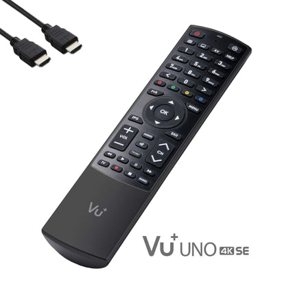 VU+ UNO 4K SE - UHD HDR 1x DVB-S2 FBC Sat Twin Tuner E2 Linux Receiver, TV Box, YouTube, Satellite Hard Drive Receiver, CI + Card Reader, Media Player, USB 3.0, incl. EasyMouse HDMI Cable