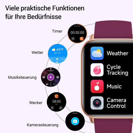 Fitpolo Smartwatch Women with Phone Function, Smartwatch with Alexa, 1.8" Fitness Tracker with Heart Rate SpO2 Stress Sleep Monitor, Fitness Watch IP68 Waterproof Sports Watch Women for Android iOS
