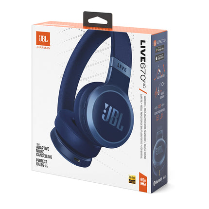 JBL Live 670 NC – Bluetooth-kõrvaklapid adaptiivse mürasummutusega – Juhtmevabad kõrvaklapid JBL Signature Sound ja häälassistendiga – Pikaajaline muusikaelamus kuni 65 tundi – Sinine