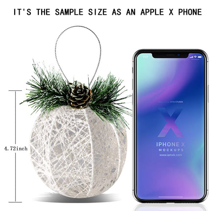 ZHYI Christmas Tree Decorations, 4 Pack White Pine Cones Rattan Christmas Tree Ornament Xmas Trees Wedding Party Decorations