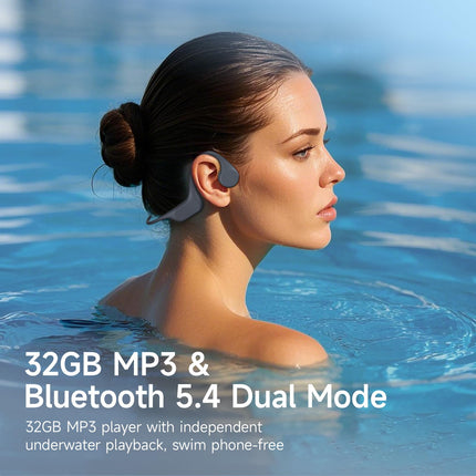 LOBKIN luujuhtivusega kõrvaklapid ujumiseks, IP68 veekindlad Bluetooth 5.4 avatud kõrva luujuhtivusega kõrvaklapid 32G MP3-mängijaga ujumiseks, jooksmiseks, jalgrattasõiduks