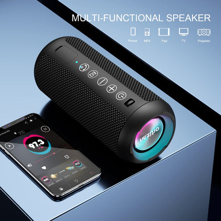 Ortizan Bluetooth kõlar, IPX7 veekindel ja kaasaskantav juhtmevaba kõlar LED-tulega, 24W stereoheli ja 30-tunnise mänguajaga, 20-meetrise Bluetooth-levialaga, minikõlari, TF-kaardi ja AUX-sisendiga