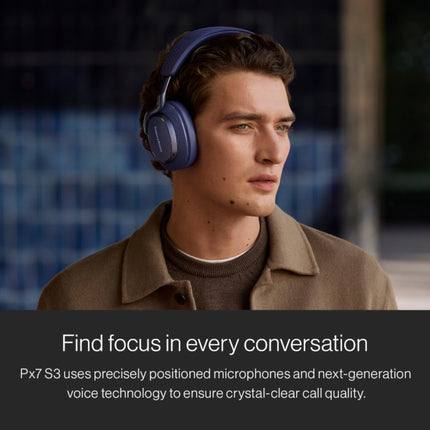 Bowers &amp; Wilkins Px7 S3 kõrvapealsed mürasummutavad juhtmevabad kõrvaklapid aptX™ kadudeta tehnoloogiaga, kiire laadimisega, 30 tundi taasesitust, 8 sisseehitatud mikrofoni - lõuendvalged