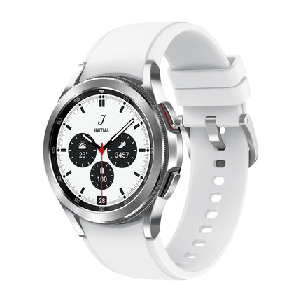 Samsung Galaxy Watch4 Classic, ümar LTE nutikell, Wear OS, pöörlev raam, fitnesskell, aktiivsusmonitor, 42 mm, hõbedane