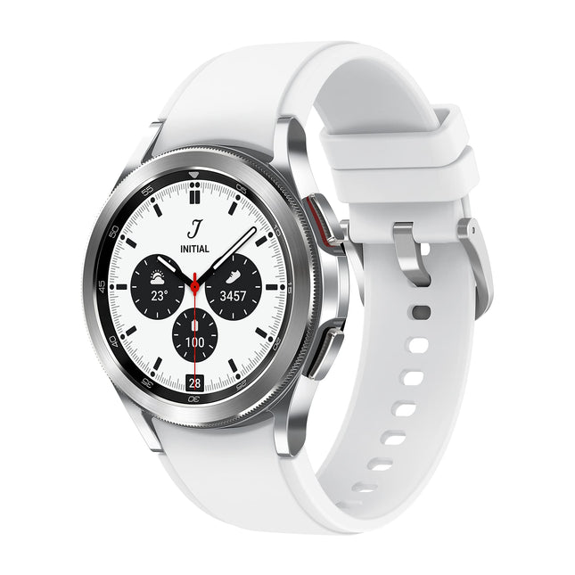 Samsung Galaxy Watch4 Classic, ümar LTE nutikell, Wear OS, pöörlev raam, fitnesskell, aktiivsusmonitor, 42 mm, hõbedane