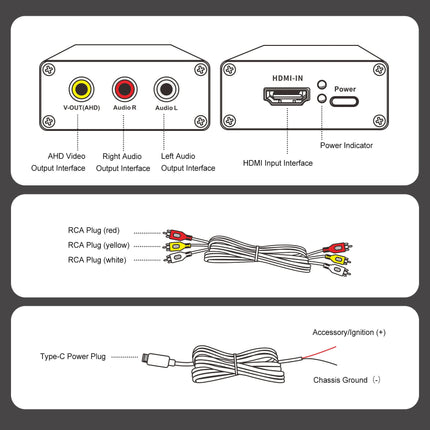 ATOTO AC-HAV50 videoväljundi adapter - HDMI-AHD videomuundur - kõigile ATOTO autostereodele (ei ühildu ATOTO X10 seeriaga)