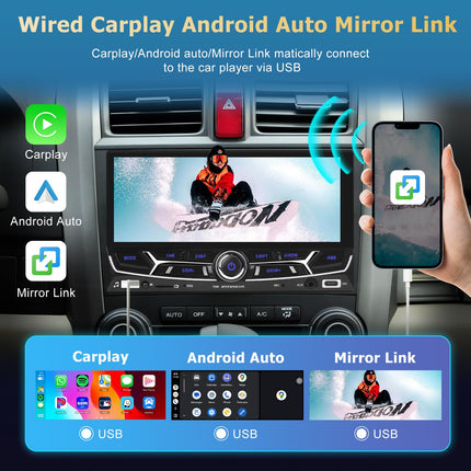 Hodozzy Double DIN Car Radio CarPlay Android Auto-6.86 inch HD Touchscreen 2 Din Screen Bluetooth Stereo Car Multimedia MP5 Player Mirrorlink FM Radio/Type-C/USB/TF/AUX SWC Rear View Camera
